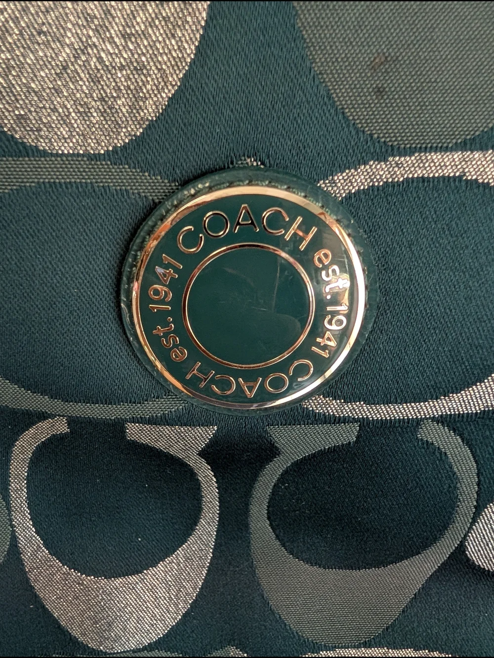 Coach Teal & Silver Signature Crossbody Bag